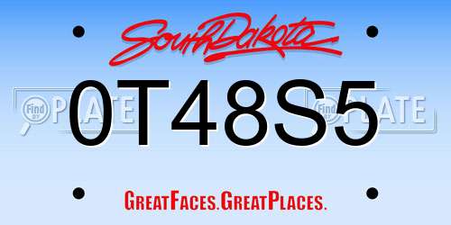 0T48S5 South Dakota License Plate