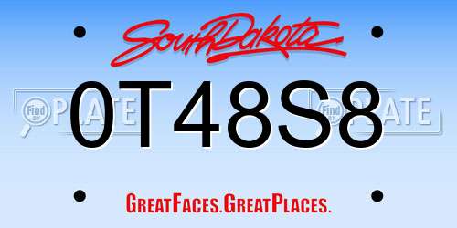 0T48S8 South Dakota License Plate