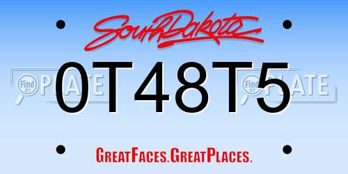 0T48T5 South Dakota License Plate