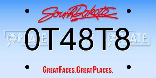 0T48T8 South Dakota License Plate