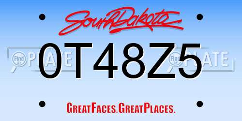 0T48Z5 South Dakota License Plate