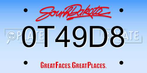 0T49D8 South Dakota License Plate