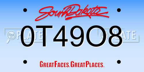 0T49O8 South Dakota License Plate
