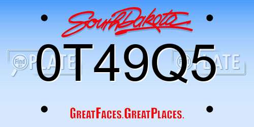 0T49Q5 South Dakota License Plate