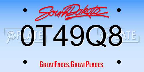 0T49Q8 South Dakota License Plate