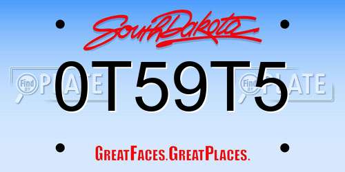 0T59T5 South Dakota License Plate
