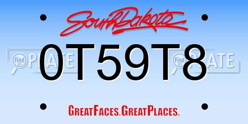 0T59T8 South Dakota License Plate