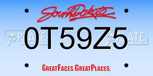 0T59Z5 South Dakota License Plate