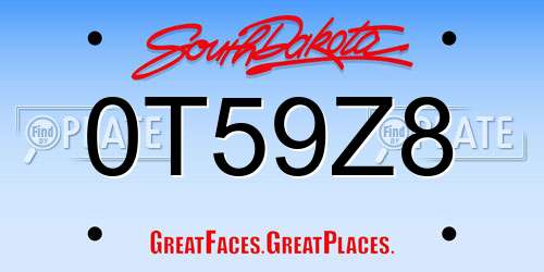 0T59Z8 South Dakota License Plate