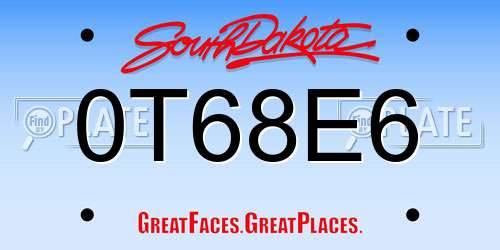 0T68E6 South Dakota License Plate
