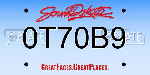 0T70B9 South Dakota License Plate