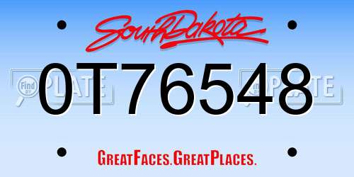 0T76548 South Dakota License Plate