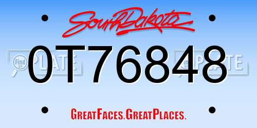 0T76848 South Dakota License Plate