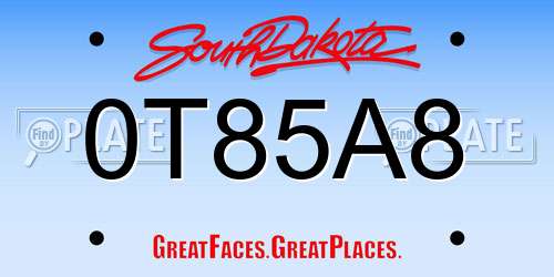 0T85A8 South Dakota License Plate