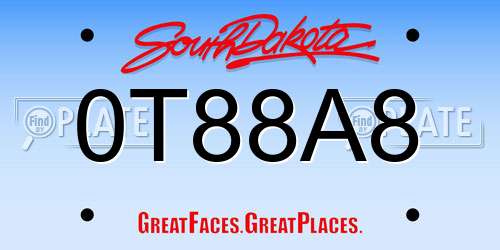 0T88A8 South Dakota License Plate