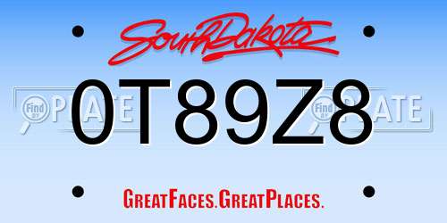 0T89Z8 South Dakota License Plate