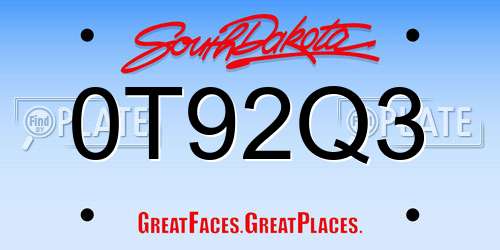 0T92Q3 South Dakota License Plate