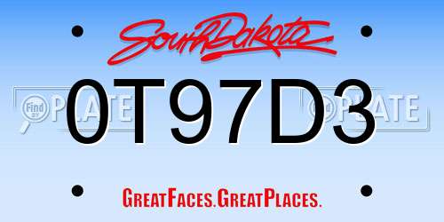 0T97D3 South Dakota License Plate