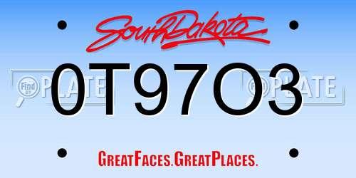0T97O3 South Dakota License Plate