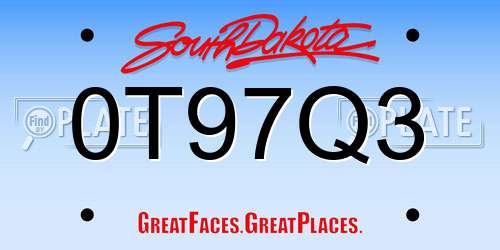 0T97Q3 South Dakota License Plate