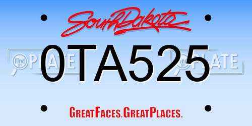 0TA525 South Dakota License Plate