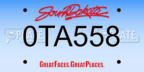 0TA558 South Dakota License Plate