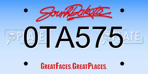 0TA575 South Dakota License Plate