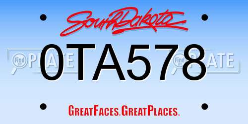 0TA578 South Dakota License Plate