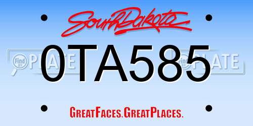 0TA585 South Dakota License Plate