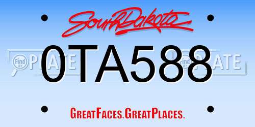 0TA588 South Dakota License Plate