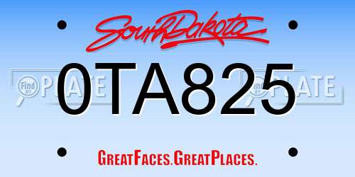 0TA825 South Dakota License Plate
