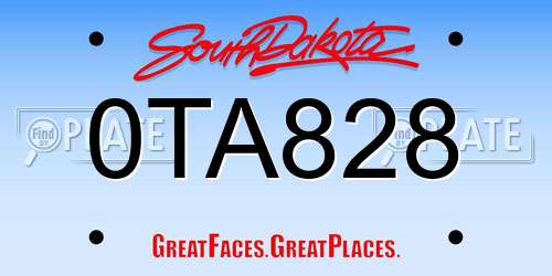 0TA828 South Dakota License Plate