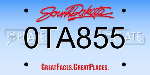0TA855 South Dakota License Plate