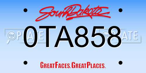 0TA858 South Dakota License Plate