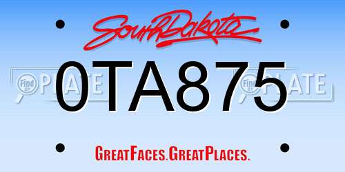 0TA875 South Dakota License Plate