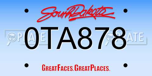 0TA878 South Dakota License Plate