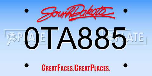 0TA885 South Dakota License Plate