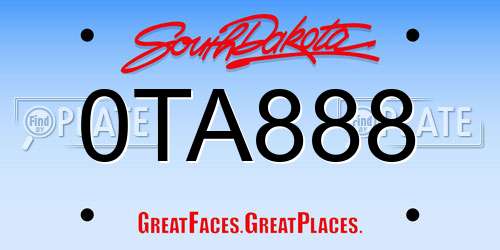 0TA888 South Dakota License Plate