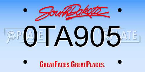 0TA905 South Dakota License Plate