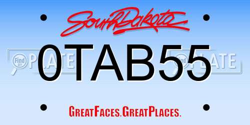 0TAB55 South Dakota License Plate