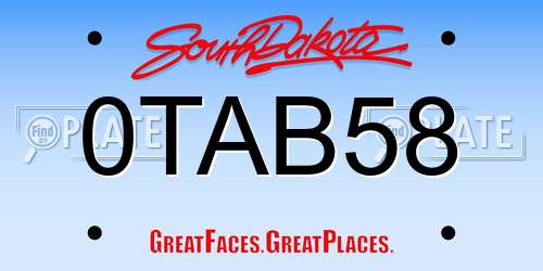 0TAB58 South Dakota License Plate