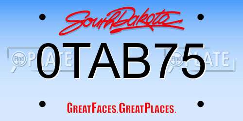 0TAB75 South Dakota License Plate