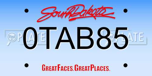 0TAB85 South Dakota License Plate