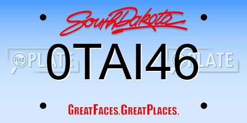 0TAI46 South Dakota License Plate