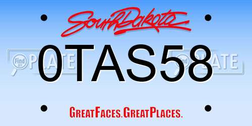 0TAS58 South Dakota License Plate