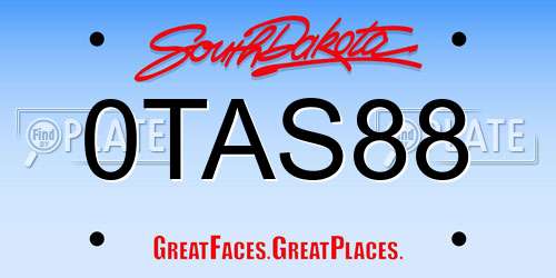 0TAS88 South Dakota License Plate