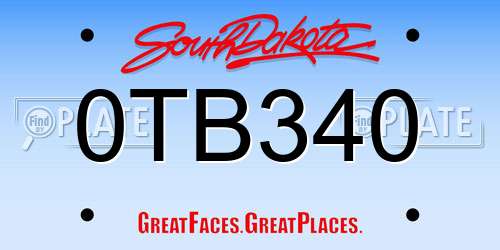 0TB340 South Dakota License Plate