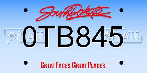 0TB845 South Dakota License Plate