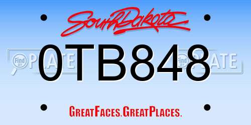 0TB848 South Dakota License Plate