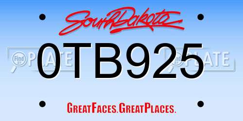 0TB925 South Dakota License Plate